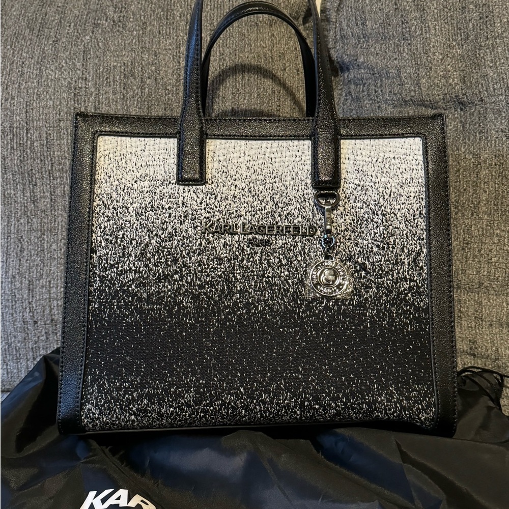 Karl Lagerfeld Black and White Structured Tote